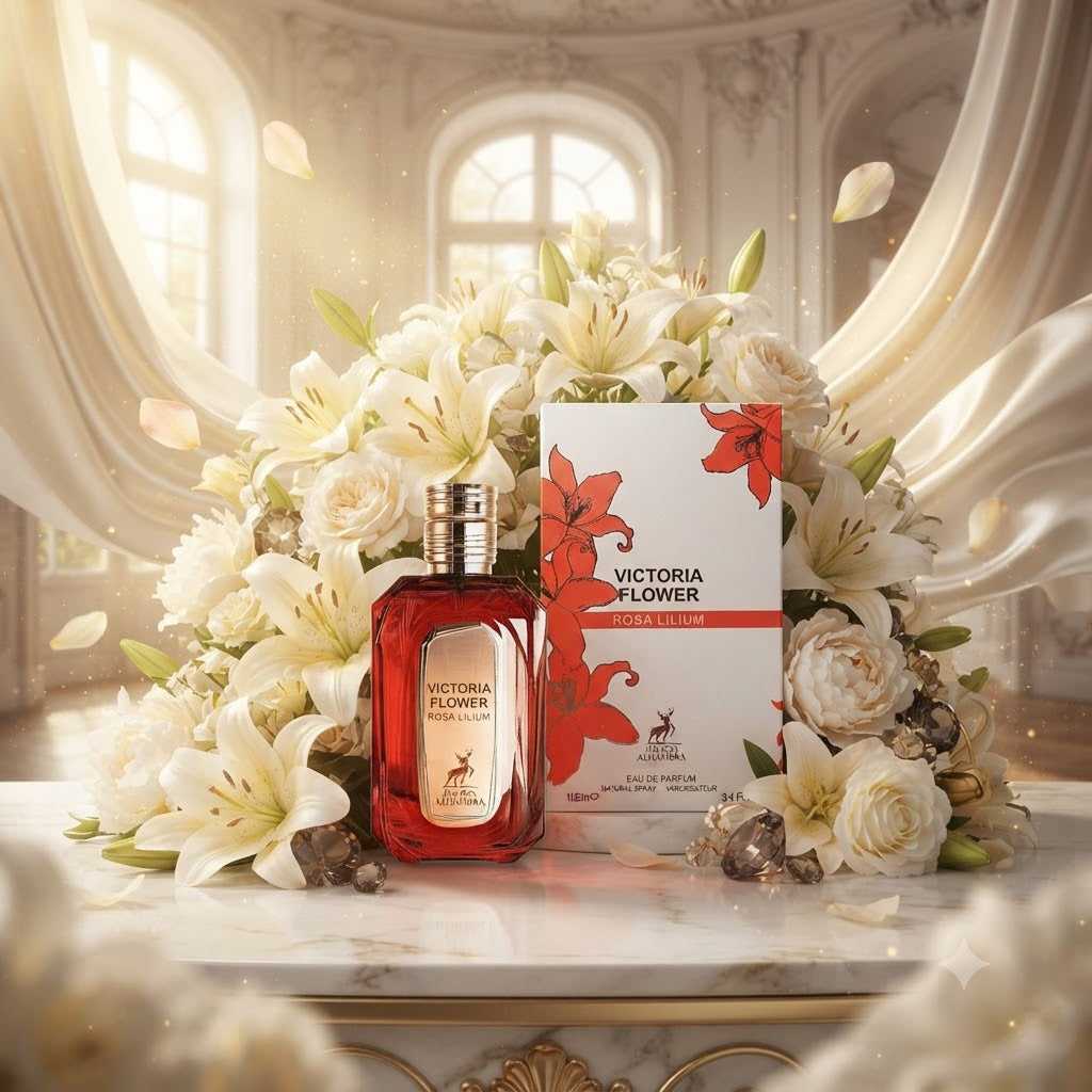 Maison Alhambra Victoria Flower Rosa Lilium Eau de Parfum Spray for Women, 3.4 Ounce -100 ml.