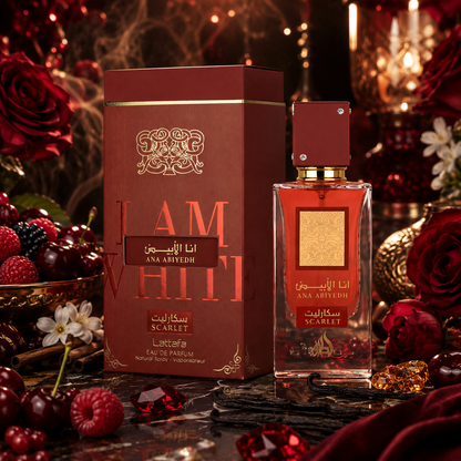 Lattafa Ana Abiyedh Scarlet Eau De Parfum (60ml) – Bold Cherry, Rose & Caramel Gourmand