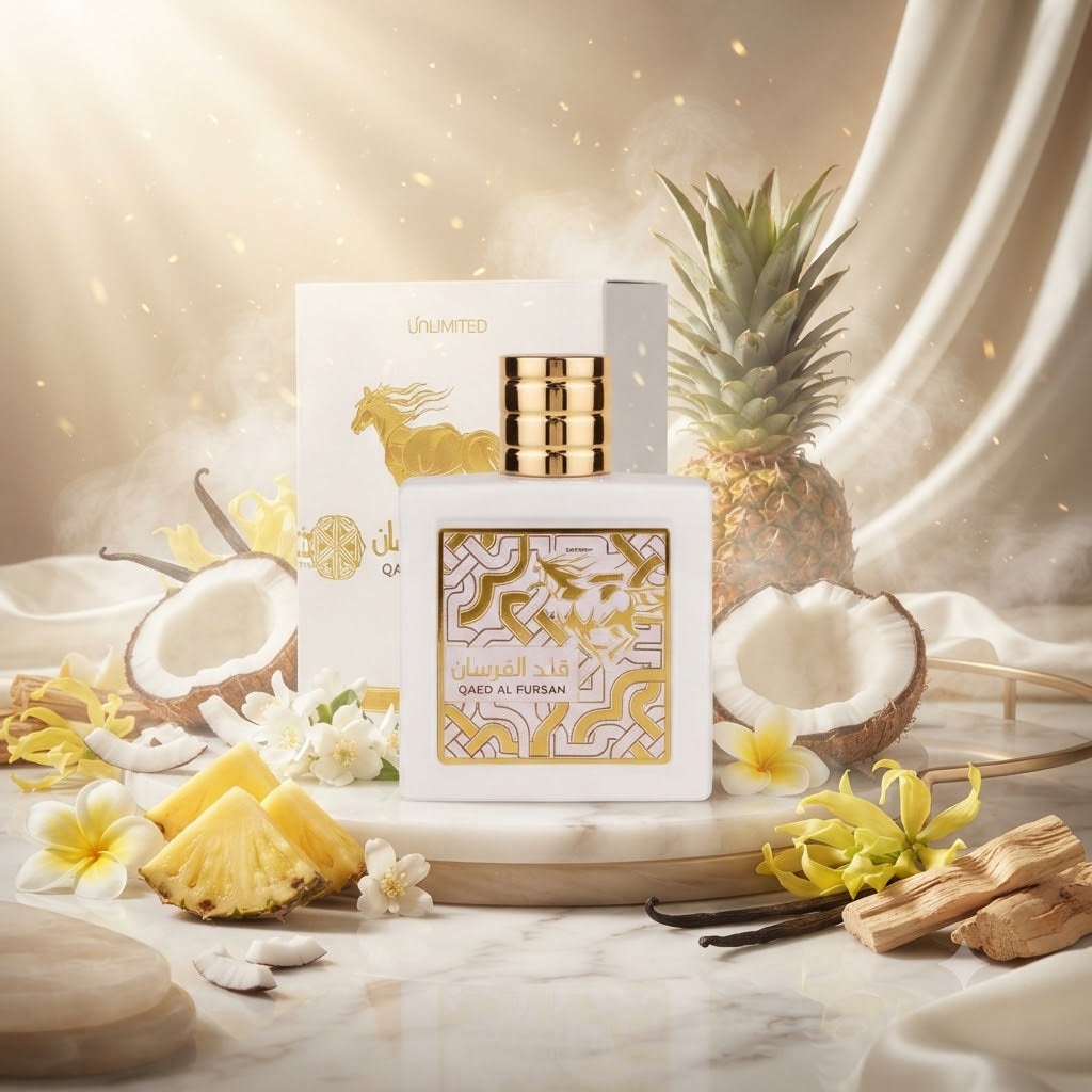 Lattafa Qaed Al Fursan Unlimited Perfume - Creamy Coconut & Tropical Floral Scent | The Signature Perfumes